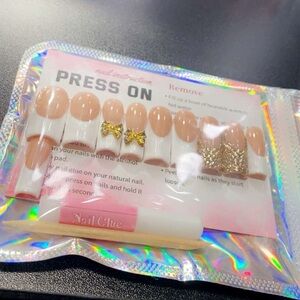 Press On Nails with Gold Accents